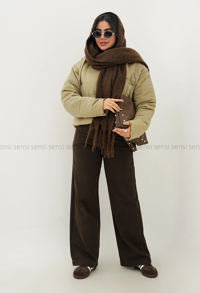 کاپشن کوتاه کتان کج راه کد1004769